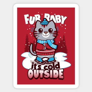 Funny Cute Kawaii Cat Shivering In Winter Funny Meme Sticker
